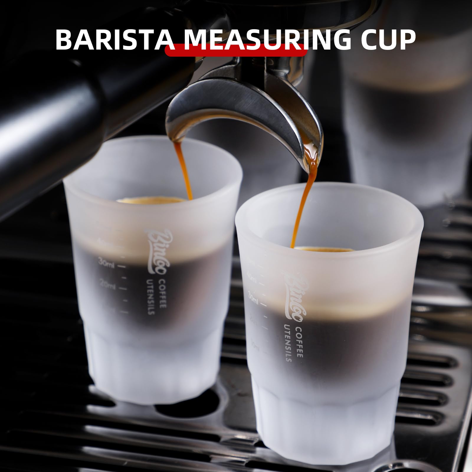 Measuring Shot Glasses 50ML Espresso Measuring Cup - 2 Pieces - Crystal - Frosted Glass, Perfect for Accurate Coffee espresso Alcohol & Ingredient Measuring - Versatile for Kitchen Cafe & Bar Use