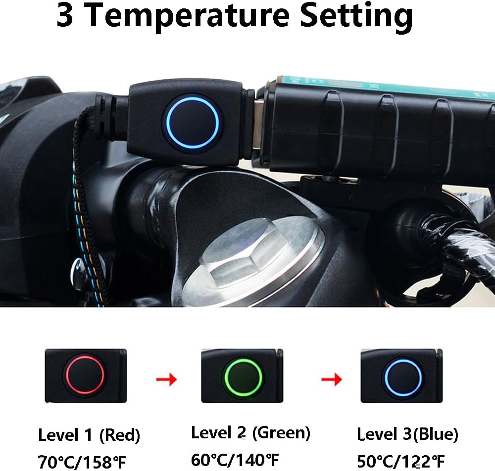 Motorcycle Heated Grip Cover Pad, 5V Scooter Motorcycle Hand Grip Heater Warmer Hot, 3 Temperature Settings Grips Handlebar Electric Heating Handle Cover