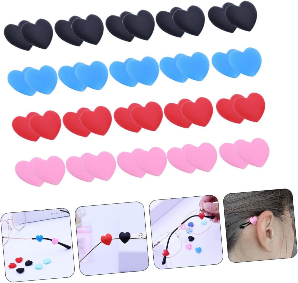 20 Pairs Anti-Slip Glasses Ear Grips Silicone Temple Tips for Boys and Girls and Adults Comfortable Eyewear Retainers Universal Fit for Eyeglasses and Sunglasses