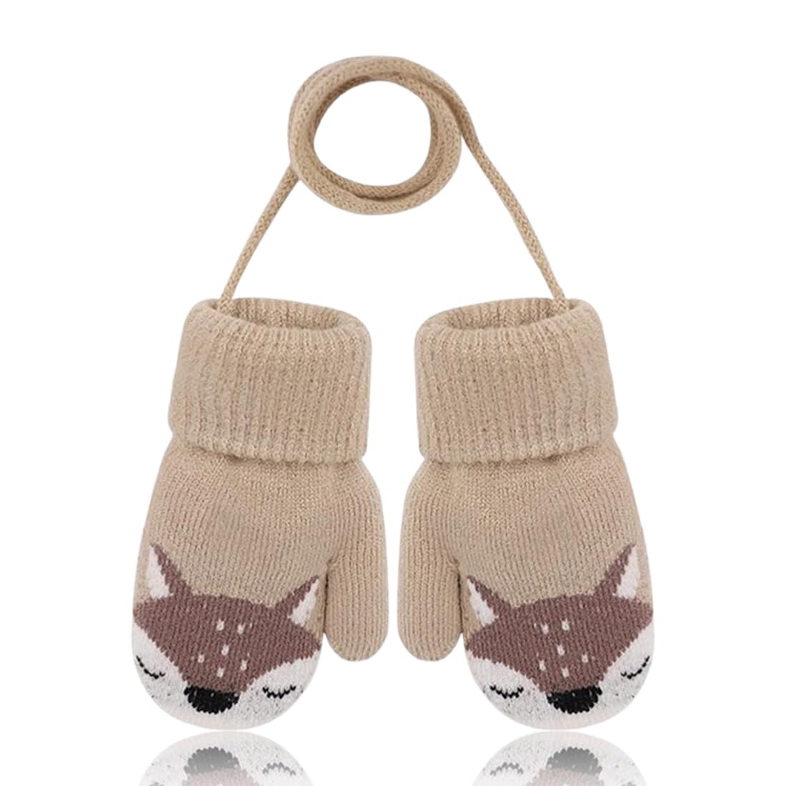 Moufles Enfant Hiver - Motif Renard Mignon - Double Couche Polaire - Chaudes Et Douces - 1 à 4 Ans - Idéal Ski Et Jeu