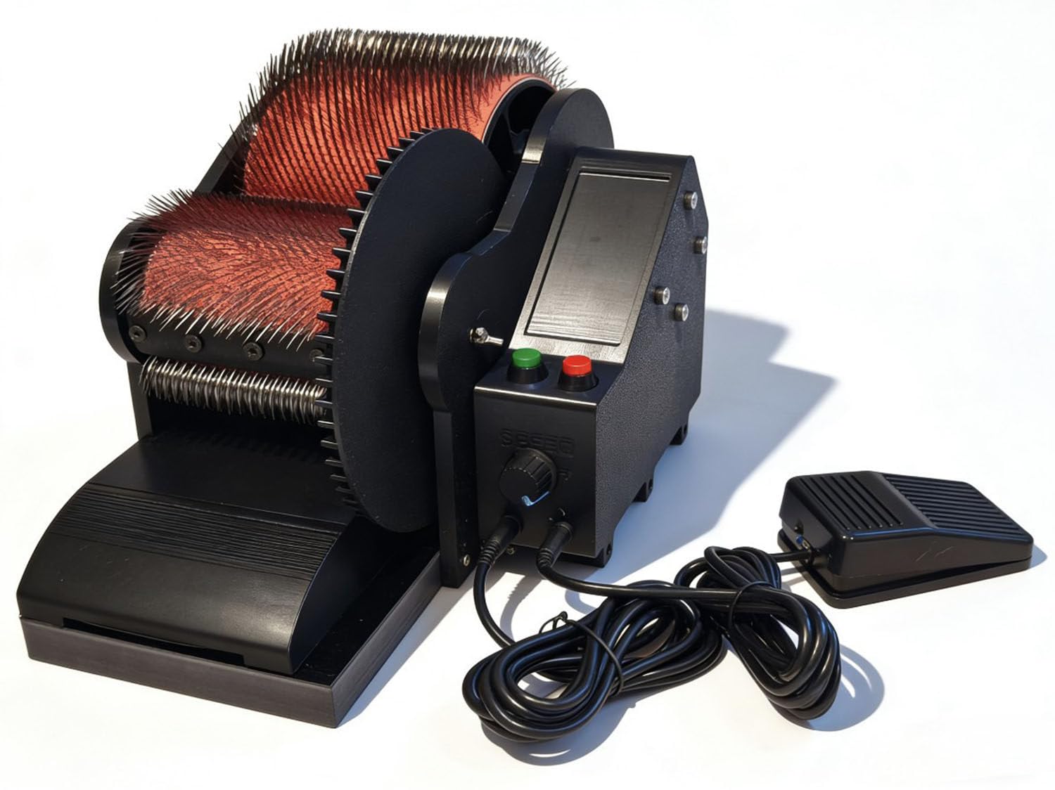 GTANND Electric Wool Combing Machine, Wool Felting Art Creation Machine, Mixed Wool Machine,50w Wool Drum Carder Fiber Carding Machine,Speed Adjustable,With 2 Foot Switches