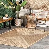 Nuloom Outdoor Performance Collection Landry Brown/Ivory, 5' x 8', Soft and Cozy, High Traffic, Stain Resistant, Easy Clean, Durable Area Rug for Indoor/Outdoor Patio, Deck, Porch, Garden, Courtyard