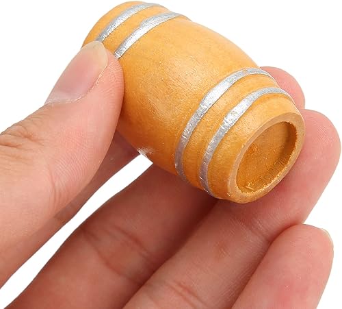 Miniatura 7 de Focket Barril de cerveza de madera en miniatura, 5 piezas a escala 1:12, decoración rústica tradicional de madera de alcanfor marrón para casa de