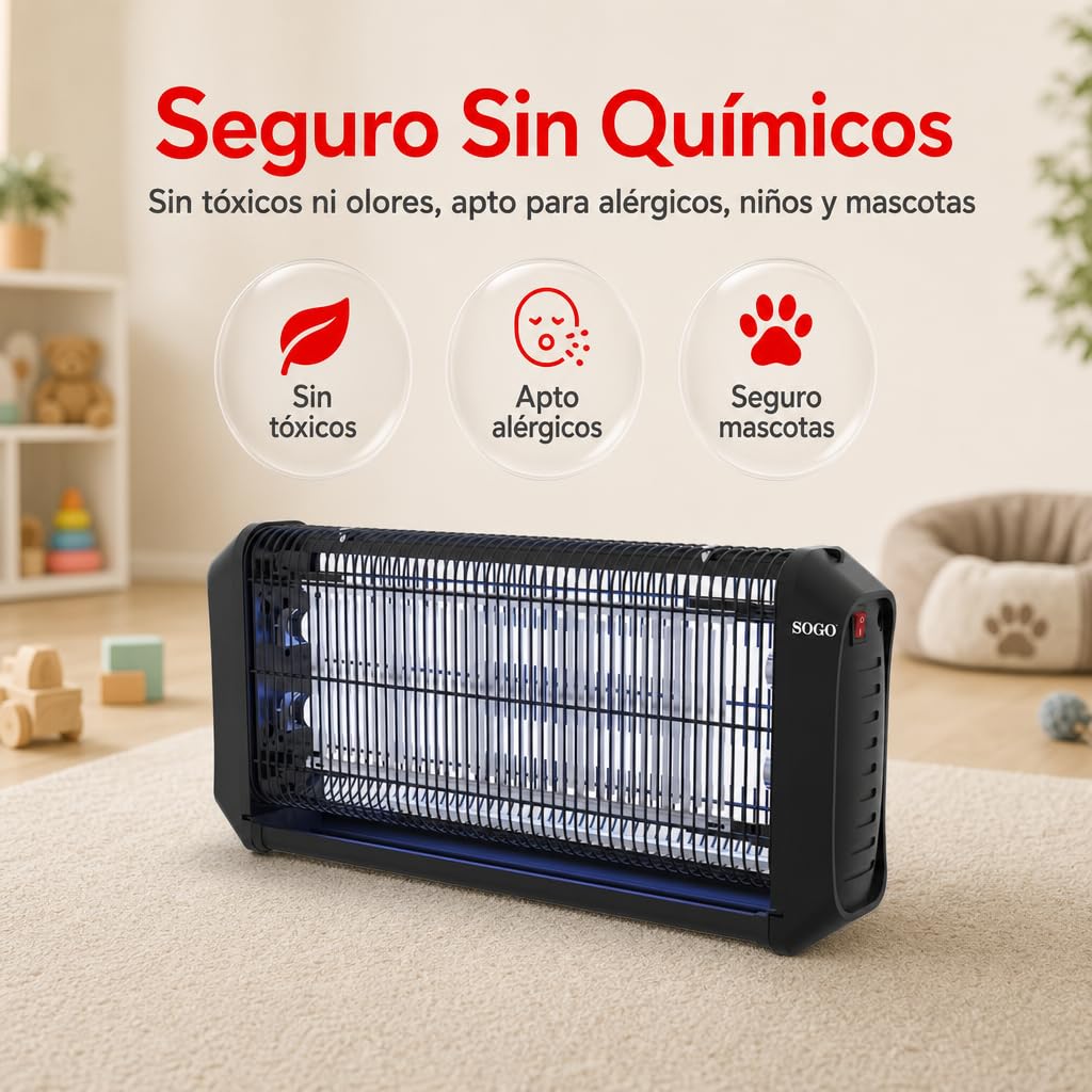 Mata Insectos Eléctrico 2x20W – Lámpara LED Antimosquitos Profesional hasta 150m², Eliminador de Moscas y Mosquitos sin Químicos, Bandeja Extraíble, Uso Interior