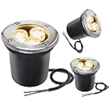 KUYBTU 3Pcs Outdoor Buried Lights - Ground Led Landscape Lamp, Led Well Lights 3W Ground Lights/Ip67 Waterproof Low Voltage Landscape Lighting Spotlight for Driveway/Deck/Step/G-Natural Light-DC12V