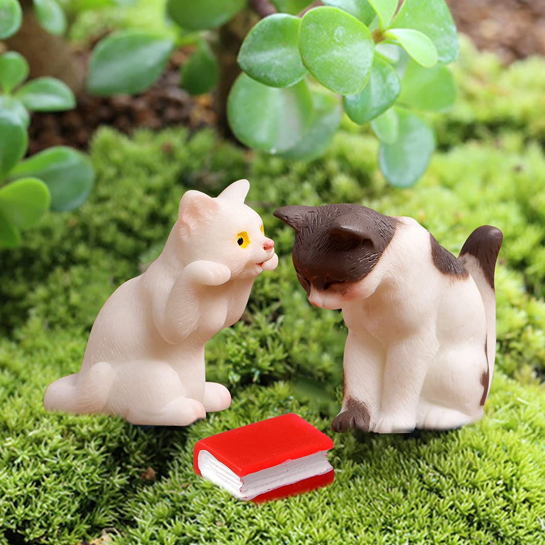 Figurine Petit Chaton - Chat En Plastique Souple Pour Jardin Féerique, Diorama, Terrarium Ou Maison De Poupée - Animal De Compagnie Miniature Réaliste - France