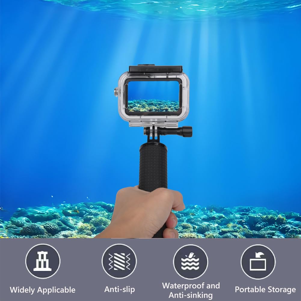 Wasserdichtes Gehäuse kompatibel mit DJI Osmo Action 6 + Schwimmfähiger Griff + 6 Anti-Fog-Einsätze + Schnellmontage Klammer
