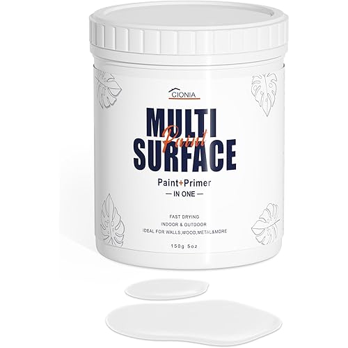 All-in-One Paint - Multi Surface White Paint - Furniture and Cabinet for Interior/Exterior - No Sanding, Quick Drying, Perfect for Wood, Wall, Metal and More, 5 Oz