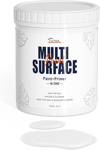 CIONIA All-in-One Paint - Multi Surface White Paint - Furniture and Cabinet for Interior/Exterior - No Sanding, Quick Drying, Perfect for Wood, Wall, Metal and More, 5 Oz