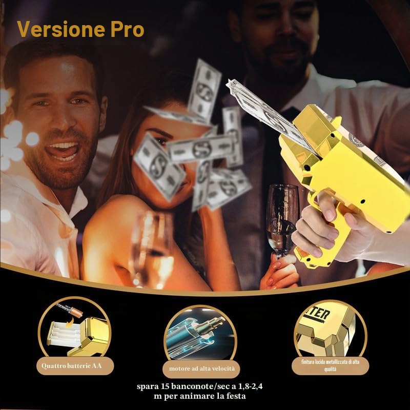 Pistola Spara Soldi – RUVINCE Money Gun per film che sembrano reali, Prop Gun fa piovere, pistola per contanti portatile per giochi film festa