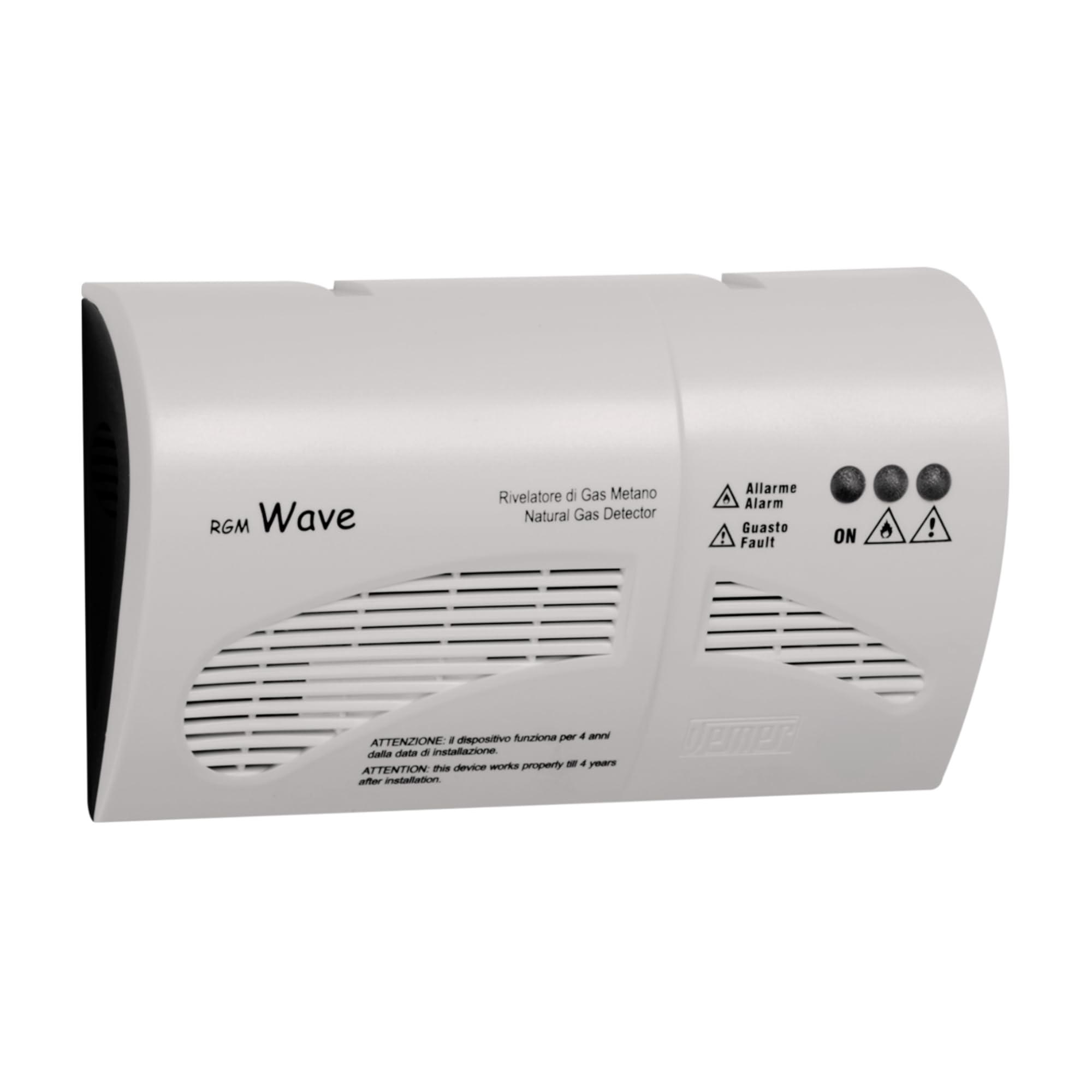 VEMER VN783700 RGM Wave - Rilevatore Gas Metano, Installazione a Parete, Alimentazione 230V, Bianco