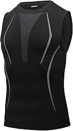 AMZSPORT Camiseta de Compresión Sin Mangas para Hombre, Chaleco de Gimnasio de Secado Rápido Capa Base para Correr
