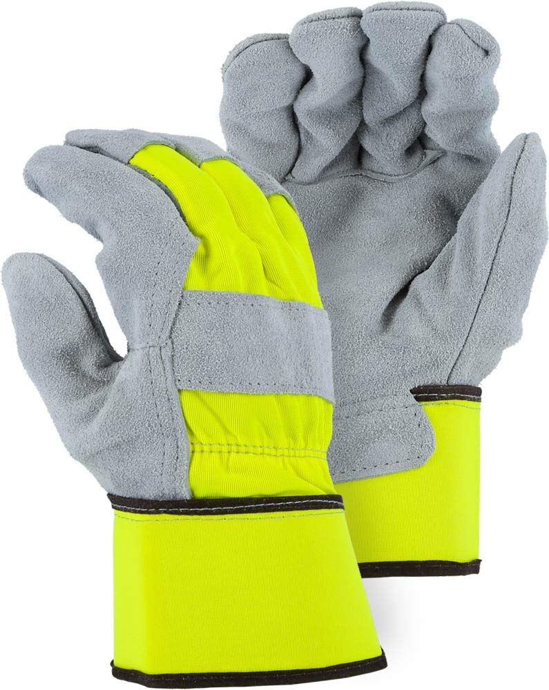 HAND SAFETY Grey Suede Split Cowhide Leather Palm Glove With Green High Visibility textile back and Green High Visibility Canvas Safety cuff -CG-102 (B088JTR3KK) Amazon Price History, Amazon Price Tracker