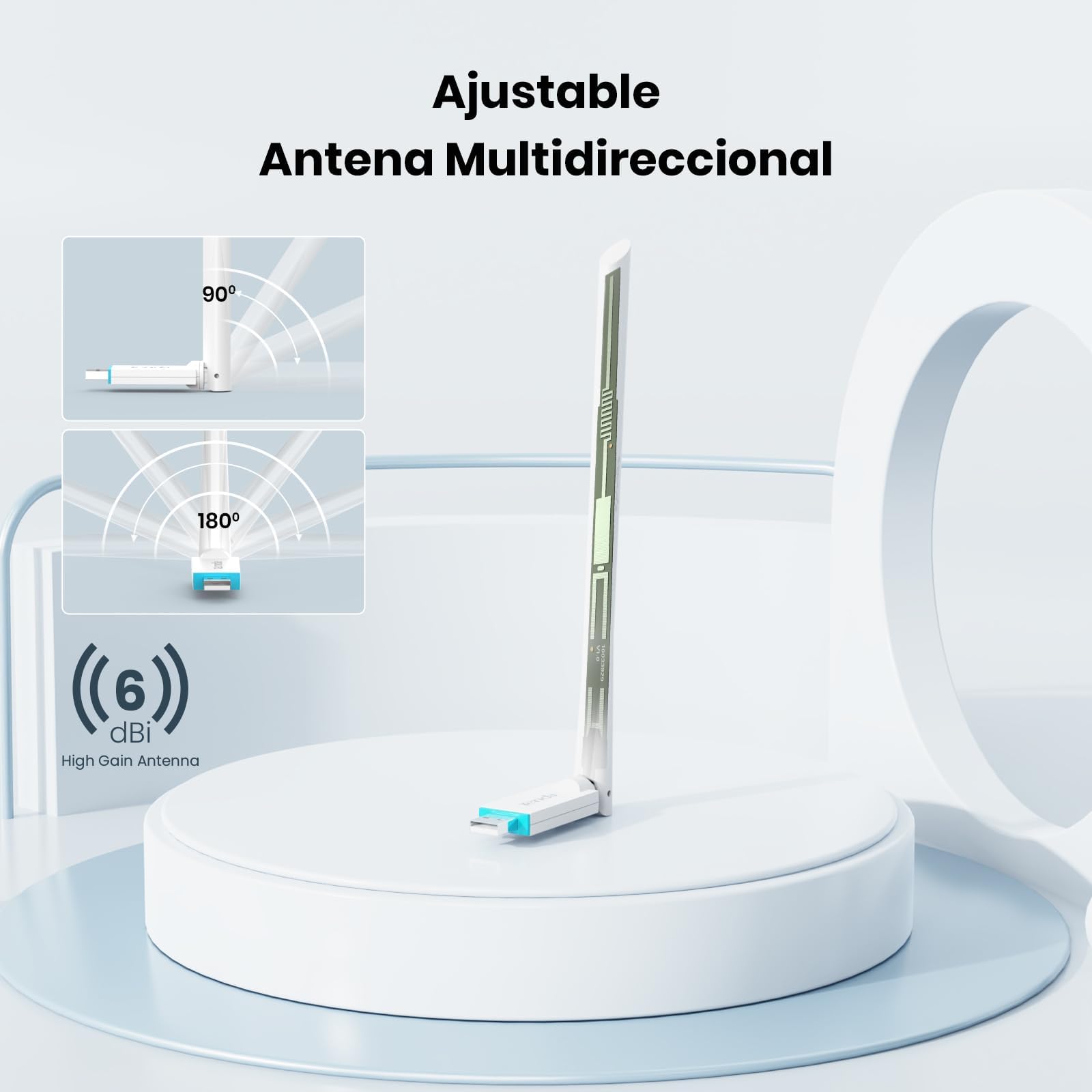 Tenda AX300 Adaptateur WiFi 6-286 Mbit/s 2,4 GHz, antenne à gain élevé 6 dBi, adaptateur WiFi sans fil pour Windows 11/10/7/Linux 3.1+/Ubuntu, Dongle WiFi USB (U2)