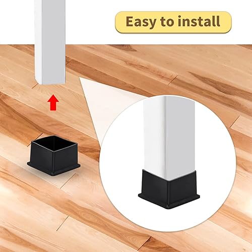 Miniatura 6 de Flyshop 8 tapas para patas de silla, de cloruro de polivinilo (PVC) que no dejan marcas, protectores de suelo cuadrados para muebles (4 x 4