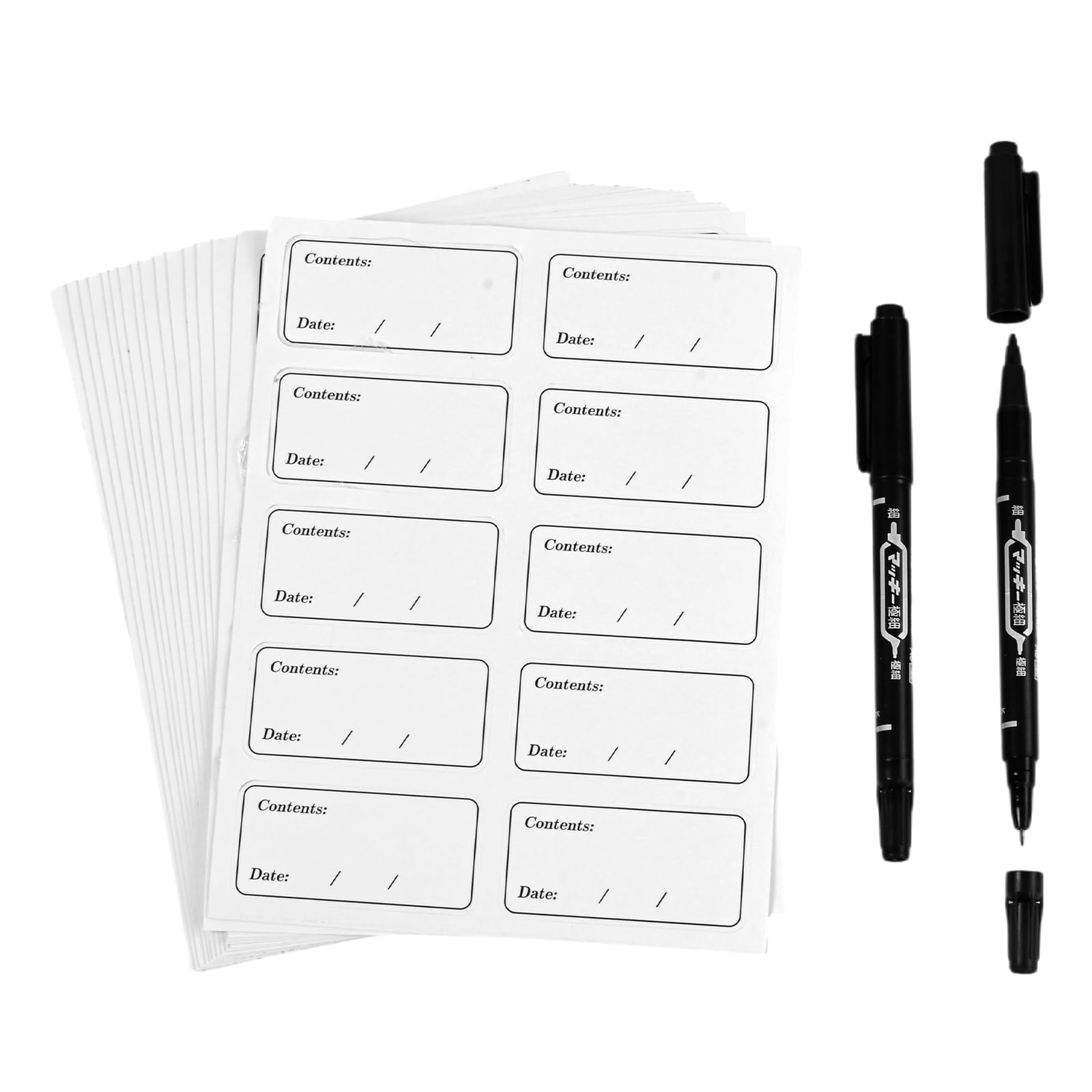 150 pcs Freezer Labels Colourful Labels for Jars Easy to Remove No Residue Labels for Freezer Bags with 2 Black Marker pens (60x30mm) (Black)