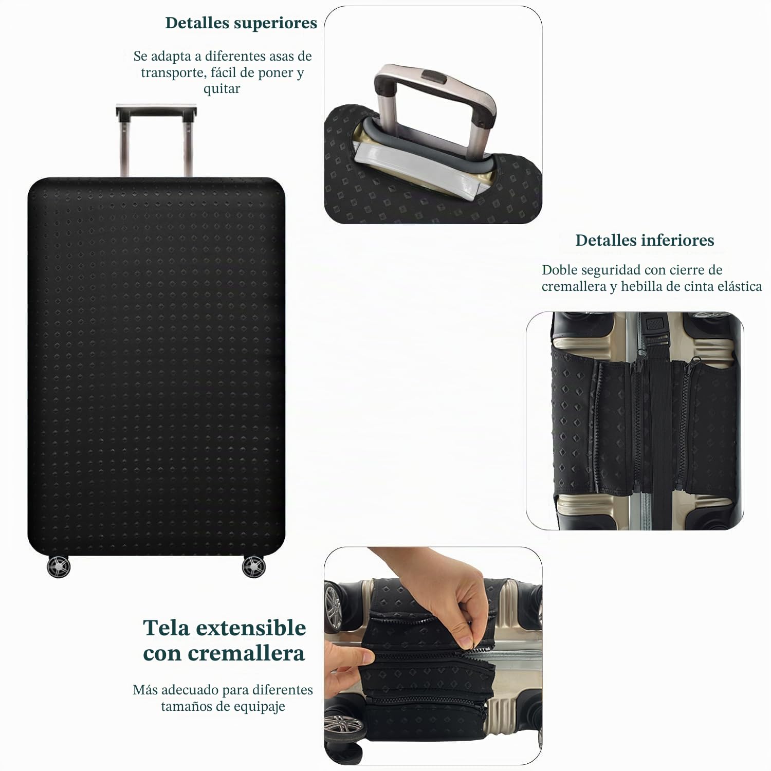 Fundas Protectoras para Maletas – Equipaje elástico Spandex Maleta Funda Protectora Lavable Cubierta de Equipaje S/M/L/XL