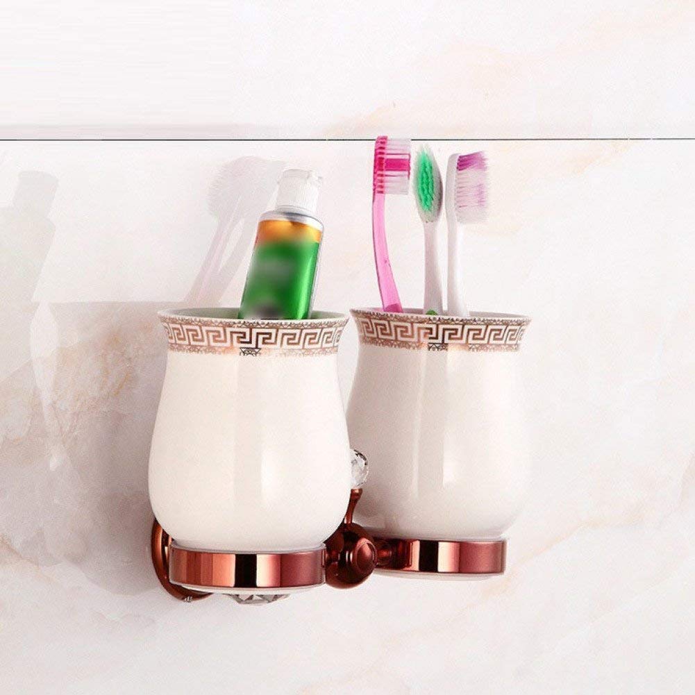 GZZ European-Style Badezimmer Wand-Doppel Tassen und Halterungen, Home Bad Hardware Anhänger Doppel Zahnputzbecher
