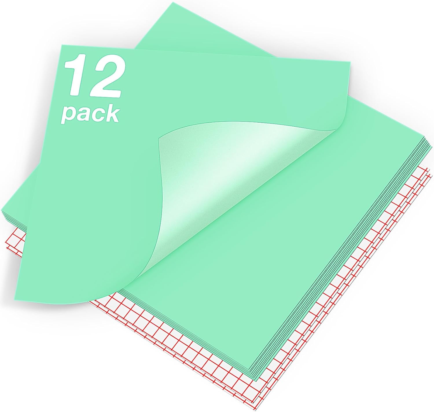 HTVRONT Mint Permanent Vinyl, 12 Pack Mint Vinyl for Cricut - 10 Mint Vinyl Sheets 12" x 12" & 2 Transfer Tape Sheets for Party Decoration, Sticker, Craft Cutter, Car Decal (Glossy)