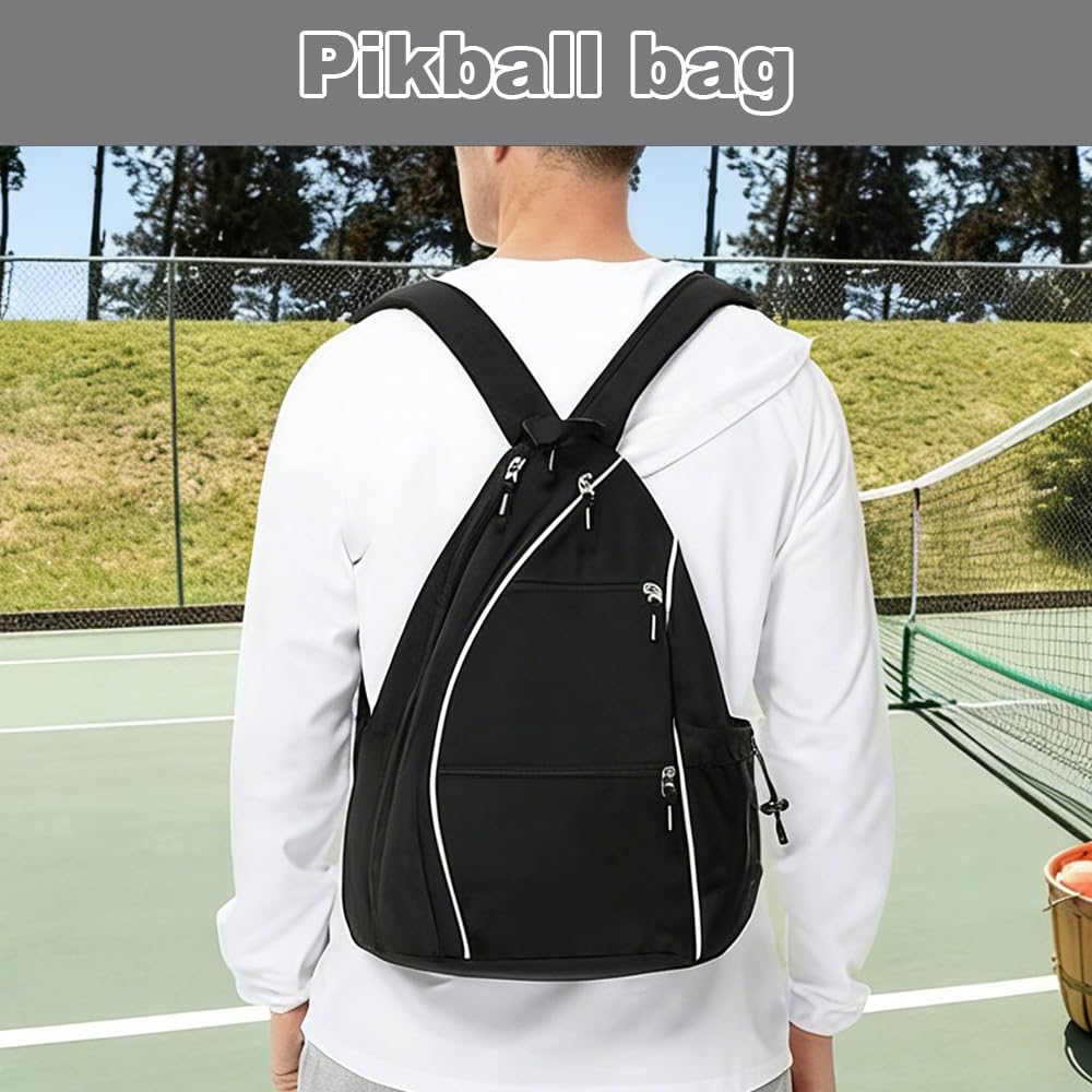 1 Unidad Bolsa de Pickleball, Pickleball Sling Bag Mochila, Mochila Cruzada Reversible para Hombres y Mujeres, Bolso Bandolera Portátil con Gancho para Equipo y Equipo, sostiene Palas, Pelotas