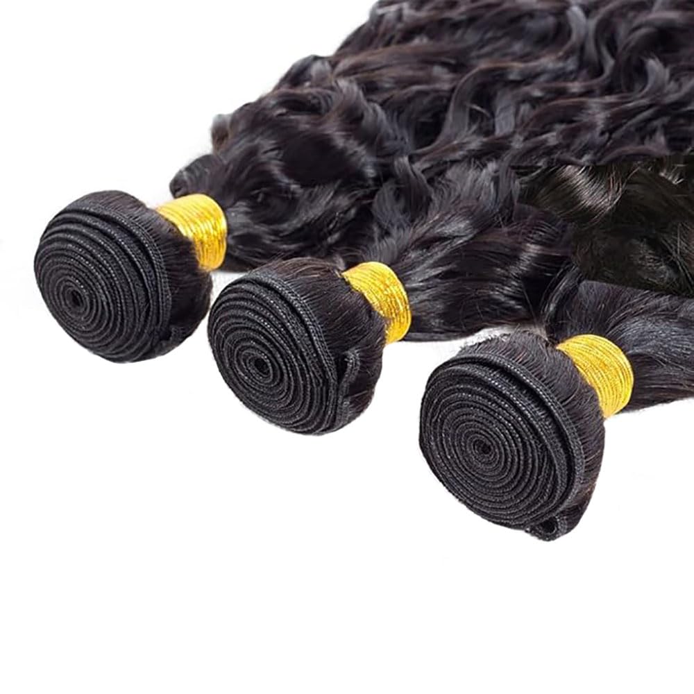 Water Wave Bundles Human Hair Echthaar Tressen Extensions Menschliches Haar Extensions 3 Bundles 100g/pcs Double Weft #1B Natural Black for Woman 26 26 26 Inch