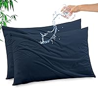 Vista 43 de Funda de almohada impermeable de bambú y rayón de Gogreen, funda de almohada transpirable, protector de almohada refrescante con cremallera, funda