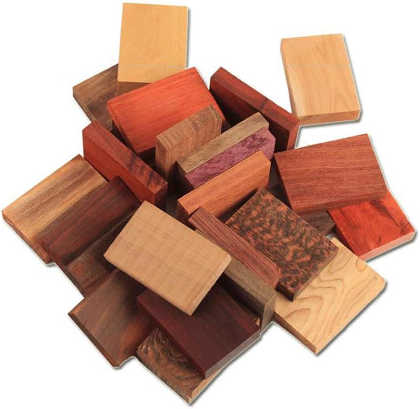 CarpenterC 20pcs Raw Rosewood Lumber Assortment Mixed Species Unfinished Wood for Wood DIY Handmade Sculpture Arts and Crafts