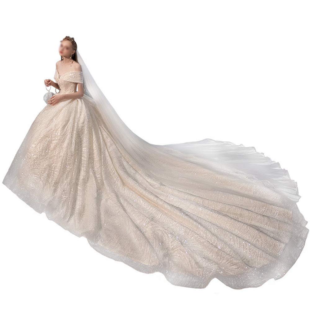 Robe de Mariée Langue de Mariée Épaule Robe de Soirée Robe de Mariée Longue Queue Robe de Soirée, Asaka Bleu, s