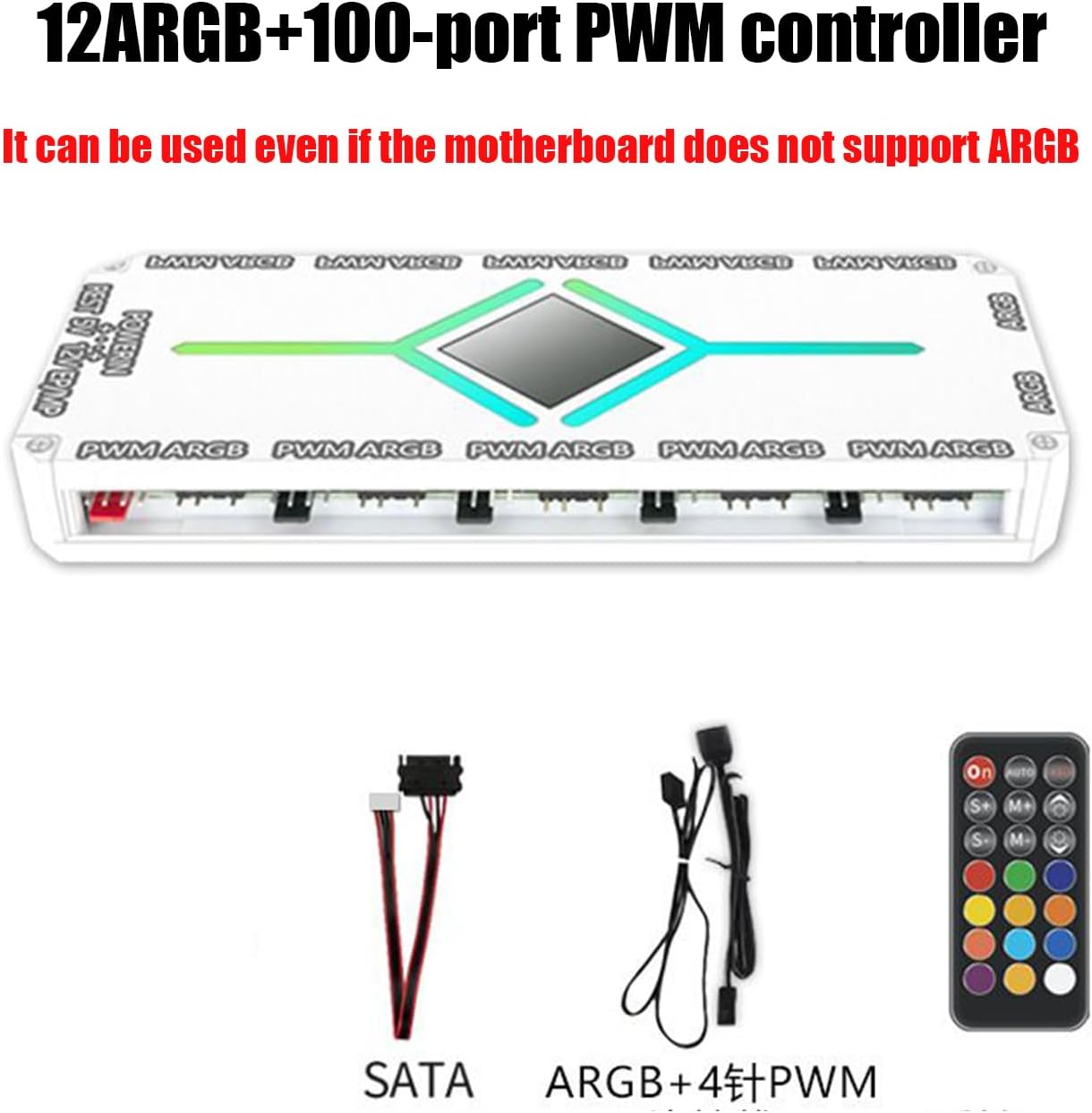ARGB Controller - 3 Pin PC Fan Controller, LED Hub with Remote Controllers , Magnetic Suction, Input,RF Remote & Chassis Key Control for Desk Home Theater Bedroom Playroom Party Gamers