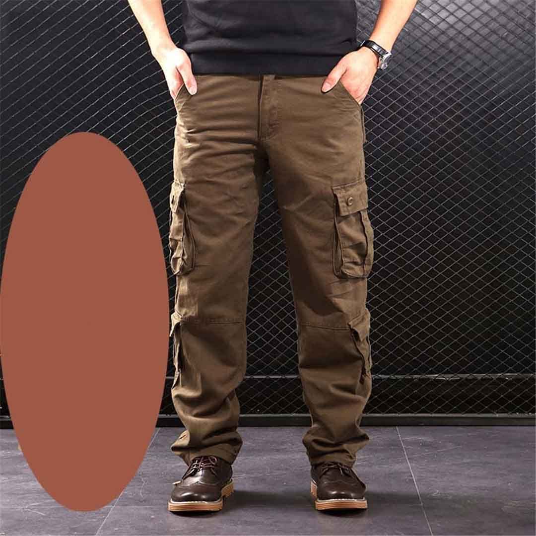 Suwequest Multi tasche Mens Cargo Pants Cotone Khaki Dritto Casual Pantaloni per gli uomini
