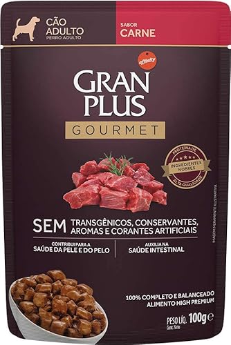GRANPLUS SACHÊ GOURMET CAO ADULTO CARNE 100g - pack com 18 unidades