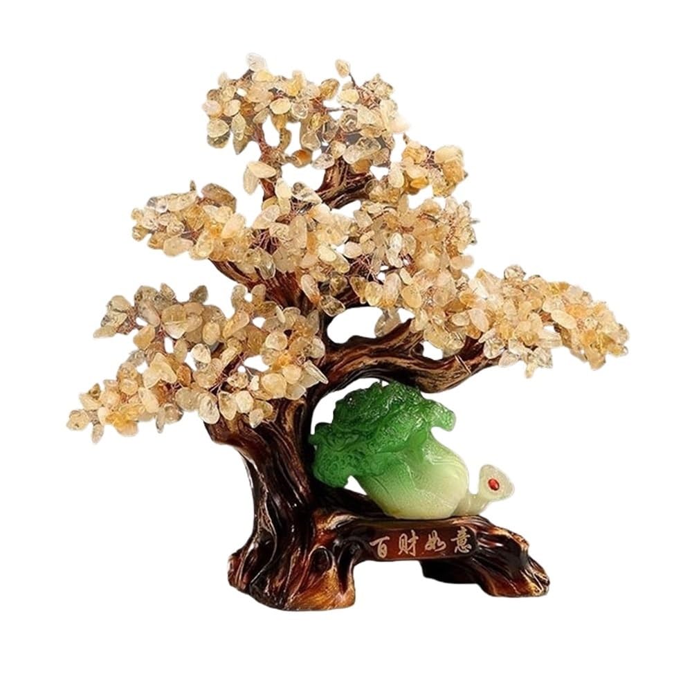 Arbre à argent beige et bonsaï en cristal minéral comme ornements pour entrée de maison