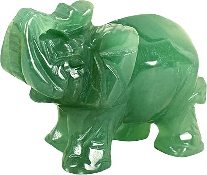 Jade Elephant Wealth Lucky Crysta Elephant Statue - Small Lucky Feng Shui Jade Statue for Home Decoration