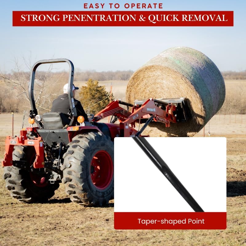 Ag Rite 2-Spear Premium Combo Conus 2 Bale Spears 43 Inch | Weldable Sleeves 3350 lb Capacity | Heavy Duty Hay Handling Attachment | Round and Square Bales Farm Ranch Use
