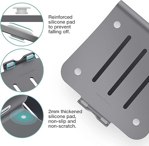 Miniatura 4 de Soporte de aluminio de enfriamiento para computadora o portátil para Apple MacBook Air Pro de 11 a 16 pulgadas (gris) Gris,Negro -,plateado, (Space