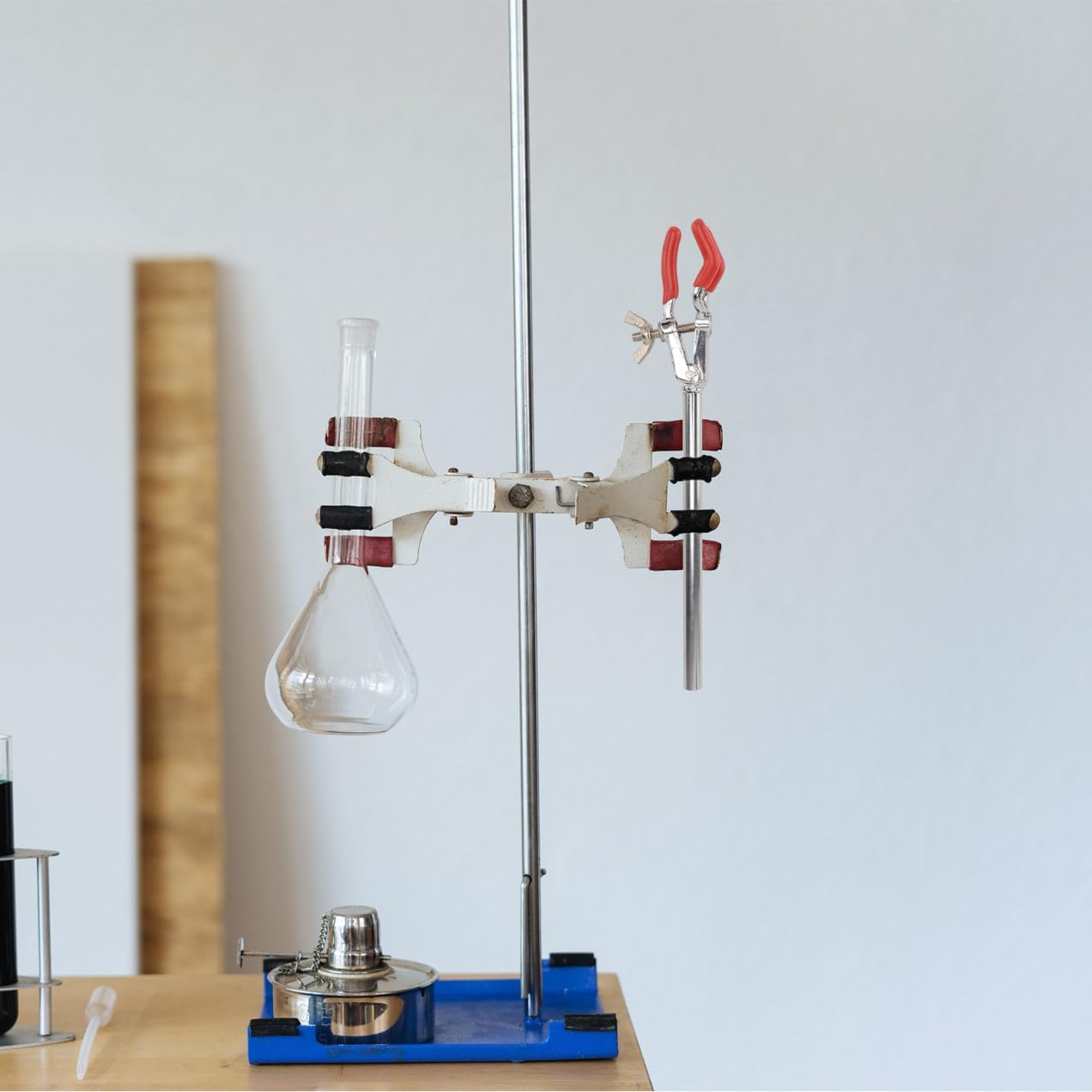 Laboratory Flask Clamp 2Pcs Set with Three-Prong Small Clamp for Lab Stand Support Test Tube and Beaker Holder
