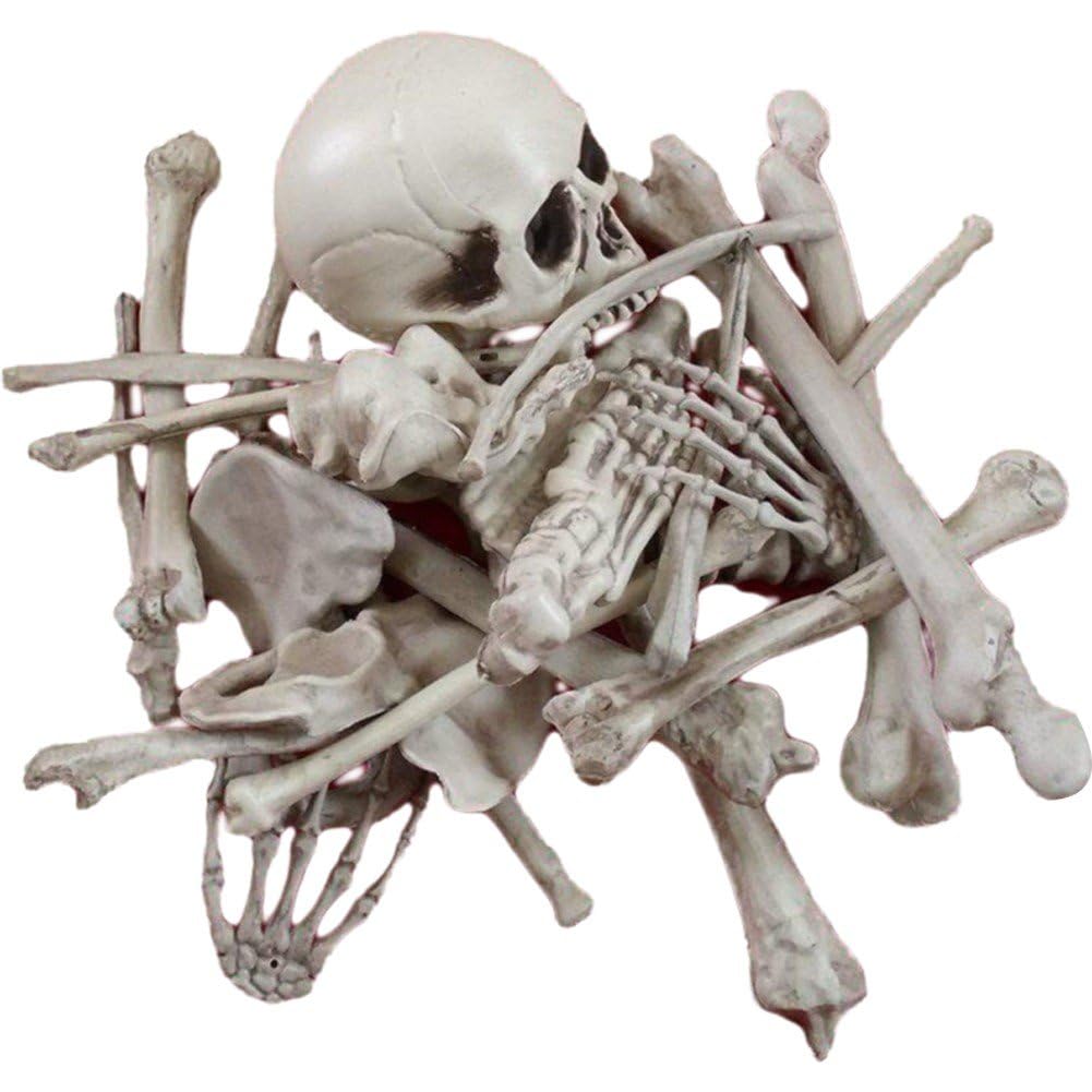 Os de squelette Halloween extérieur : kit 28 pièces pour décor de jardin terrifiant
