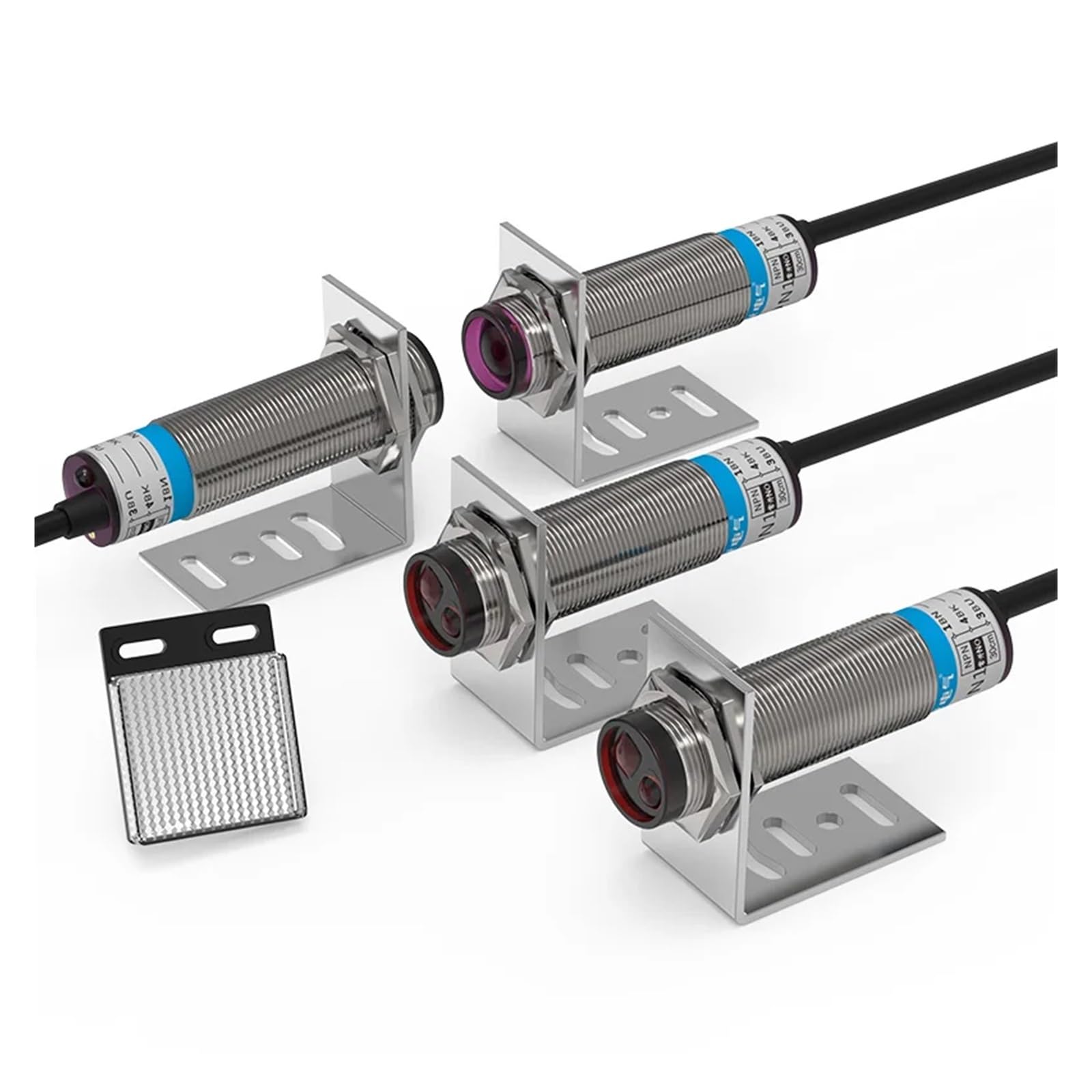 Sensore fotoelettrico Laser retroriflettente Serie M18 10-30 V NPN PNP Punto visibile 2 mm Distanza di rilevamento 8 M Regolabile(Pnp No)