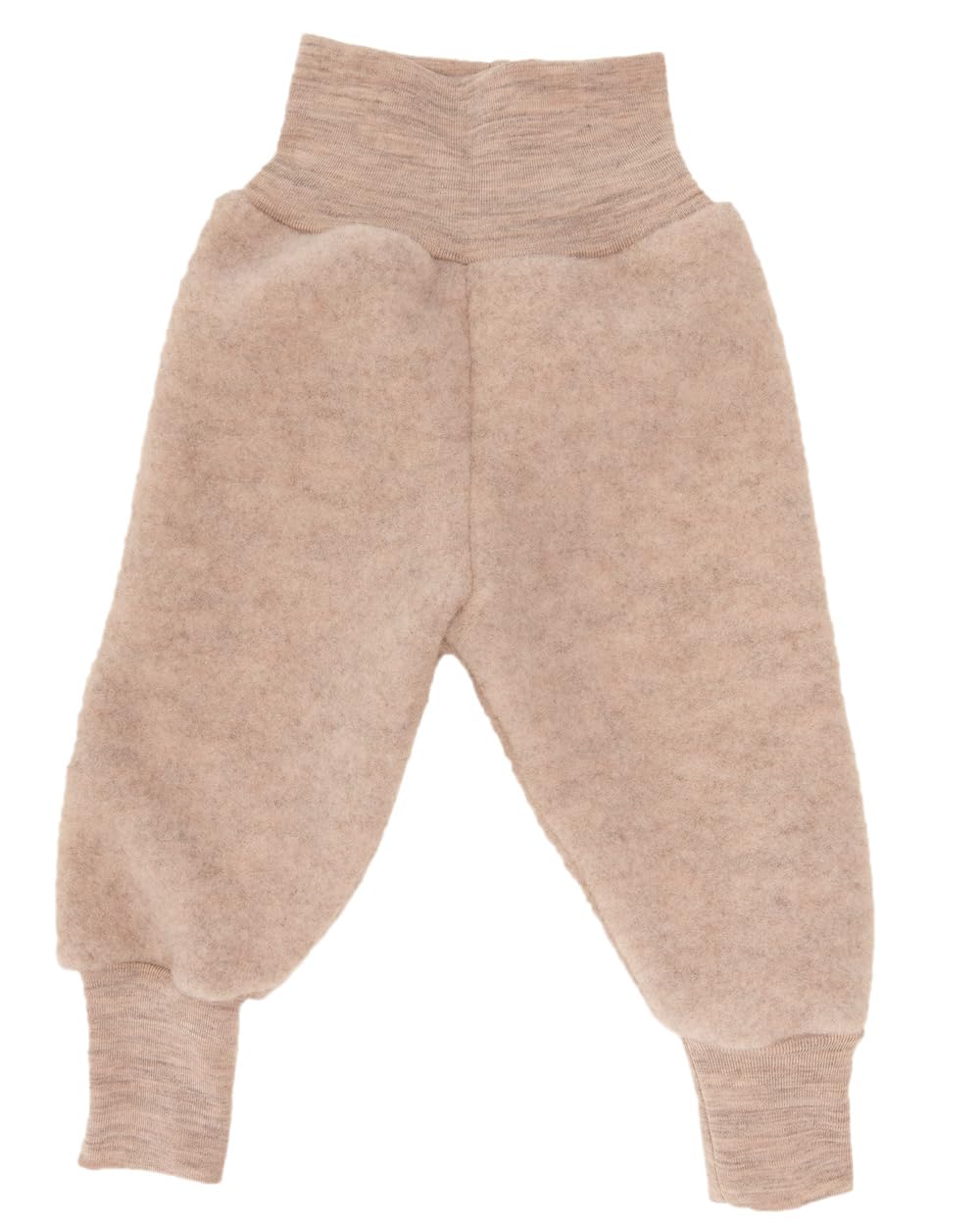 Baby Fleece Trousers 100% Virgin Wool Engel Natural with Navel Waistband, Sand melange, 86/92 cm