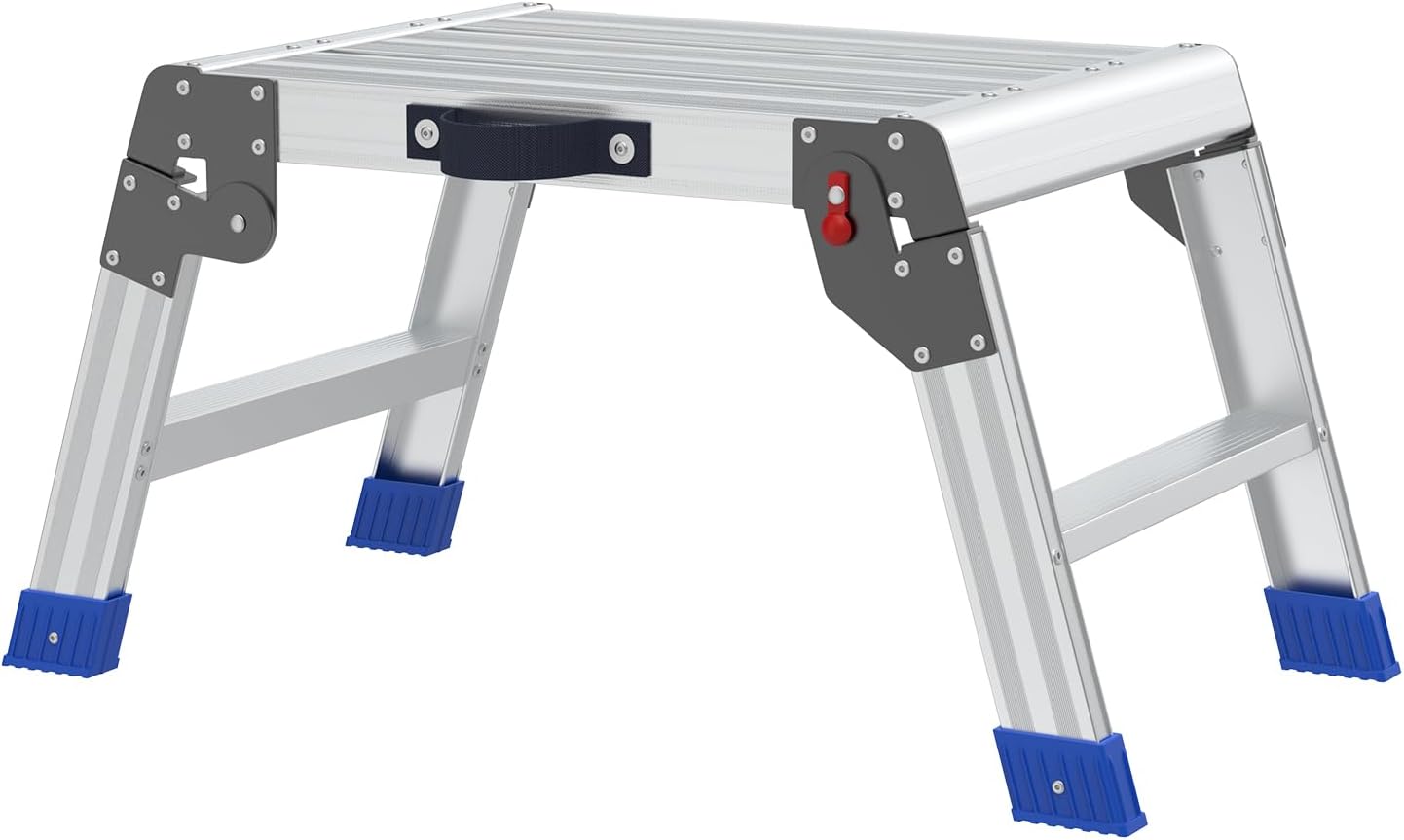 AnyelseFolding Step Stool, Aluminum Drywall Stool Ladder, 600 lbs Load Capacity Heavy Duty Work Bench with One-Touch Automatic Folding Non-Slip Feet, Ideal for Washing Vehicles, Cleaning, Painting