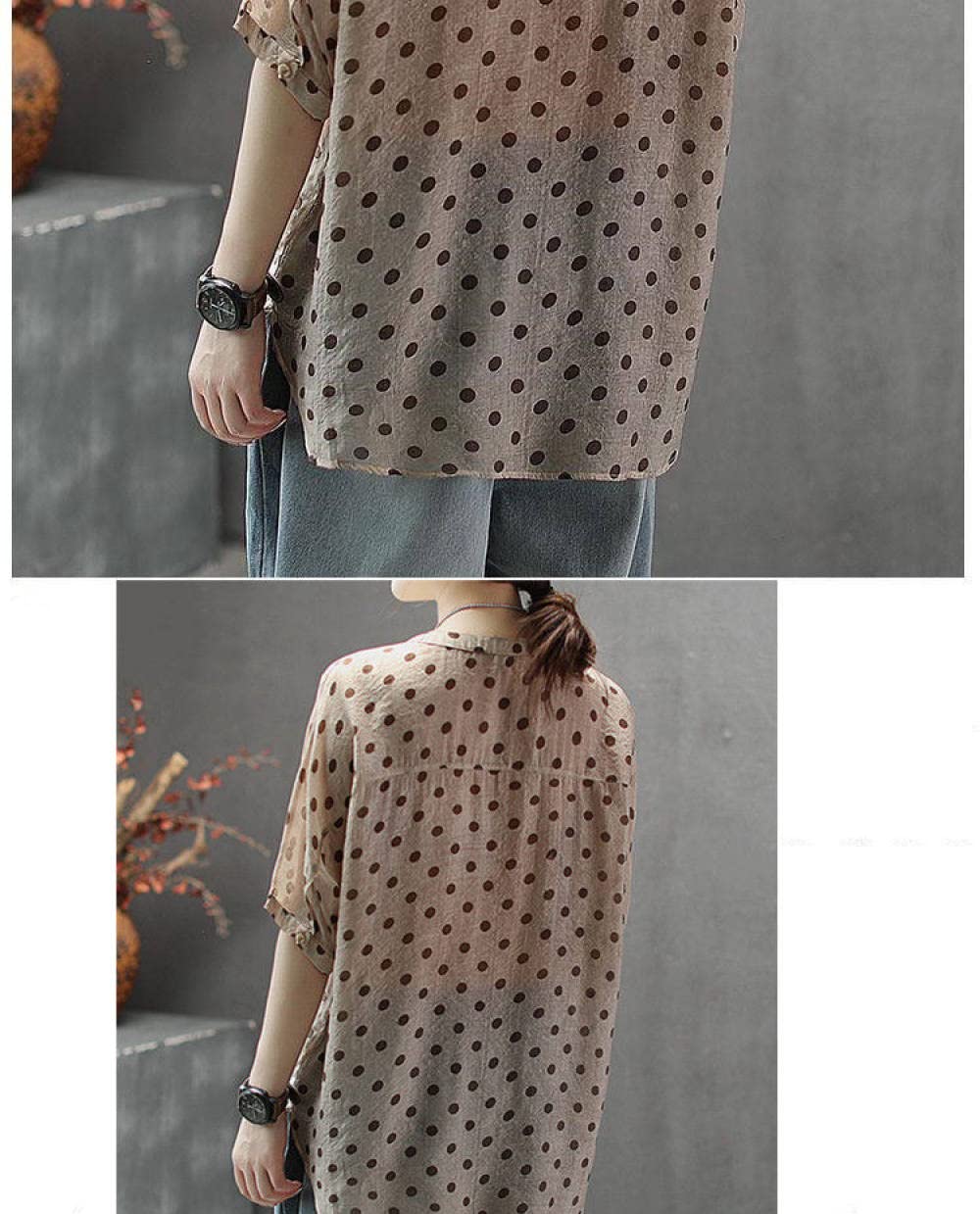 Top Donna Elegante,Camicetta Da Donna Elegante A Pois Camicia Oversize In Cotone E Lino 3 4 Maniche Camicia A Tunica Comfort Boho Button Camicia Con Bottone Sexy Top Camicetta Casual per Ragazze Sig