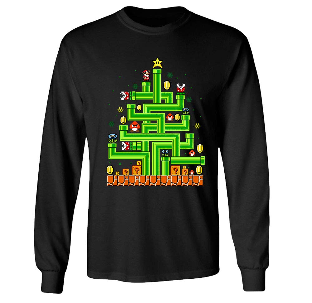Gamer Tree Men's Funny Ugly Christmas Sweater Video Game Themed Longsleeve Shirts TEP-645