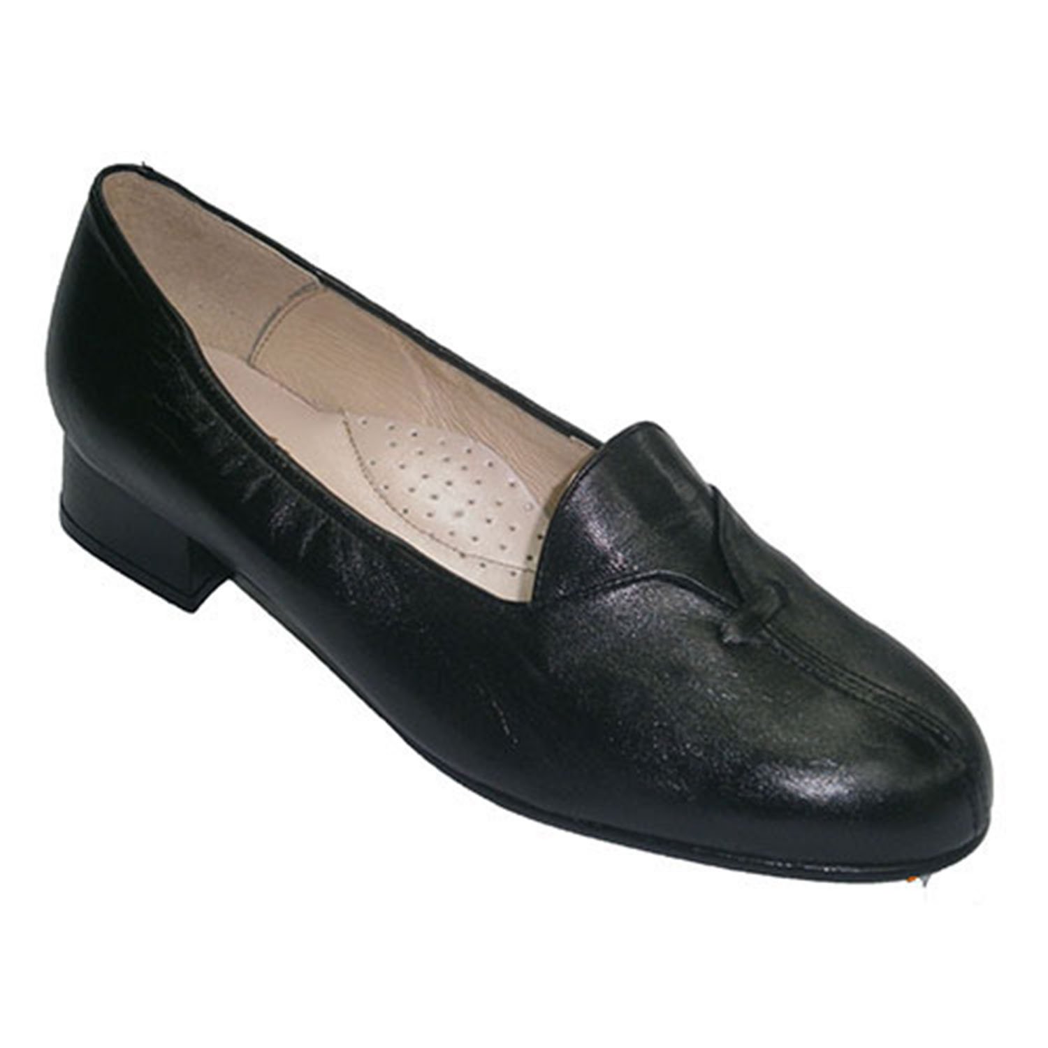 Zapatos Anchos Especiales Poco tacón con Solapa Roldán en Negro