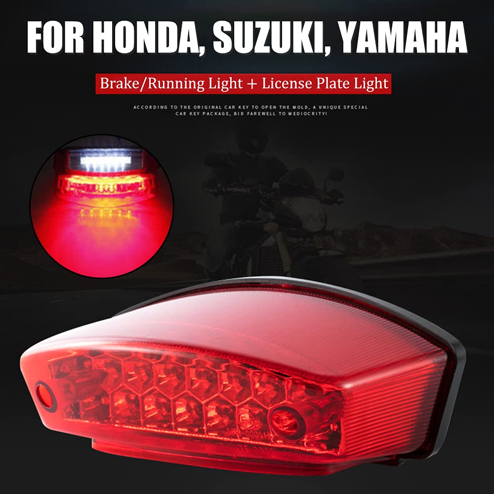 Baceyong 1x 12V Luces de Freno Traseras Universales para Motocicleta, Luz de Freno Trasera, Luz de Placa de Matrícula