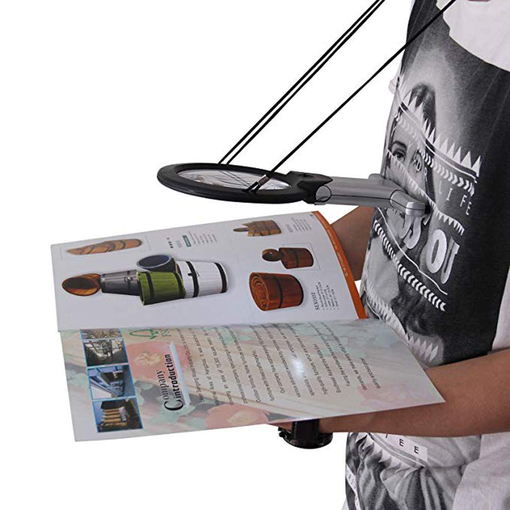 Lente d'ingrandimento, Lente d'ingrandimento 2 in 1 Lente d'ingrandimento grande a mani libere con luce a LED per la lettura Artigianato di cucito Lente d'ingrandimento a doppio scopo grande Lente d'