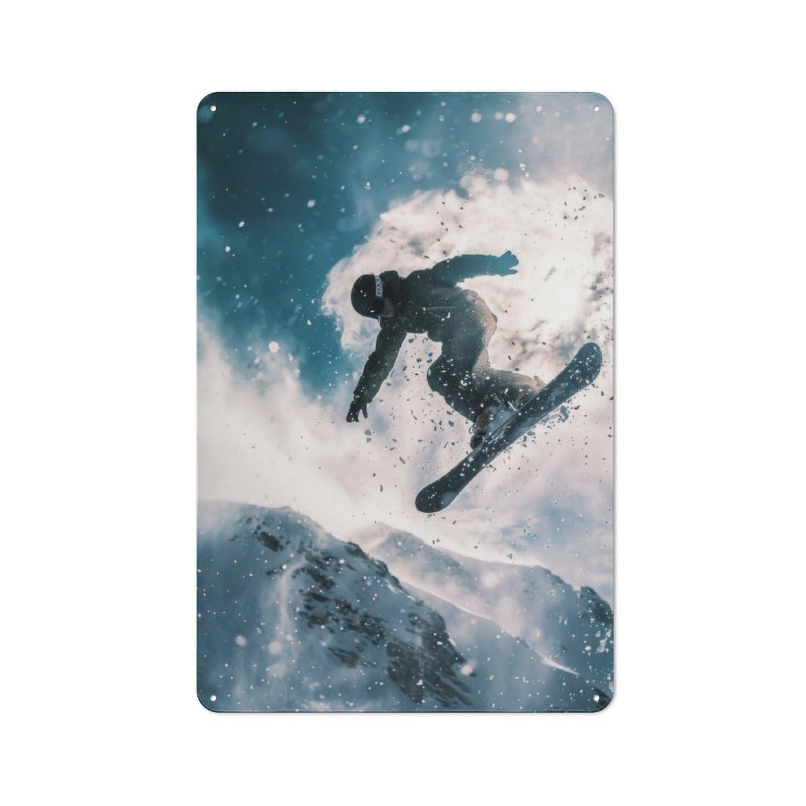 Metal Plaque 30x20cm with Adrenaline Snowboard Jump for Pub Or Café, Rustic Decor, for Pub Decor Enthusiasts