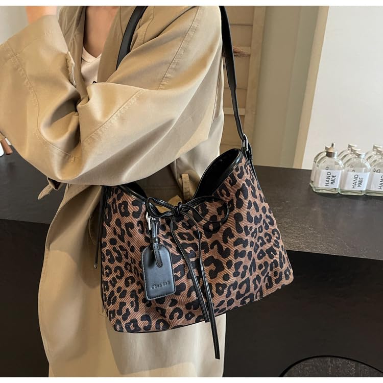 Image of y2k Cheetah Handbags for Women, Hobo Bag Cheetah Print Ladies Chic Shoulder Bags Tote Bag Leopard Print Large Crossbody