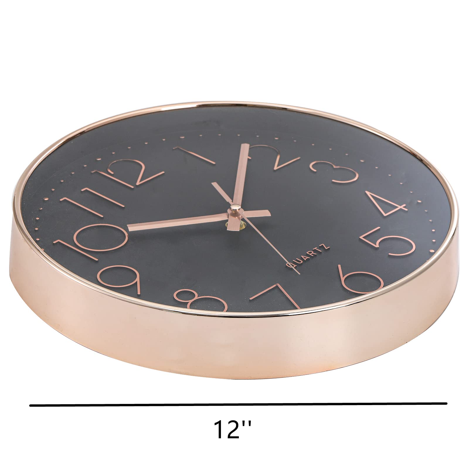Horloge Murale Ronde 30,5 Cm Silencieuse - Quartz Précis, Design Moderne Rose/Or