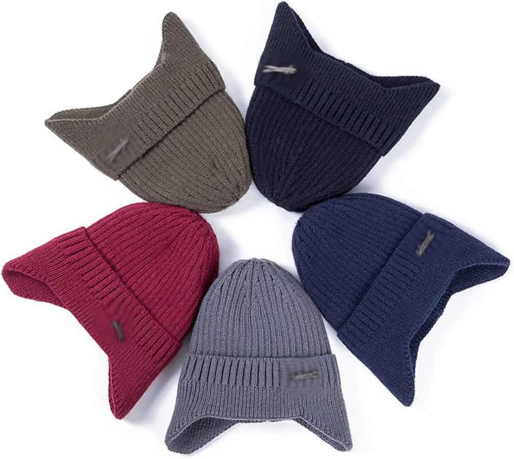 Ear Protection Winter Hats Stylish Soft Beanie Hat for Men Women Classic Knit Earflap Hat Warm Cap with Ears