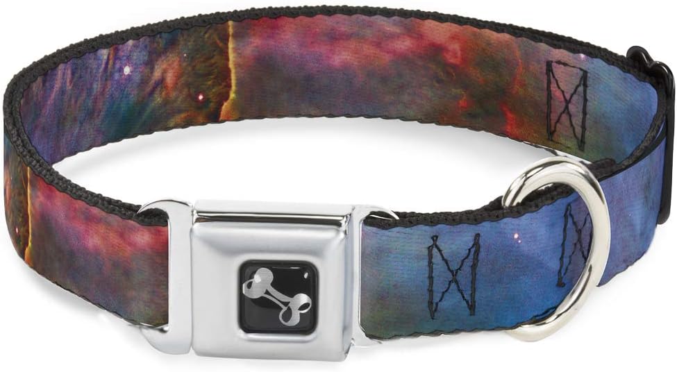 Buckle-Down Dog Collar Seatbelt Buckle Supernova Space Collage, Multi Color, 1" Wide - Fits 9-15" Neck - Small (DC-W34571-S)